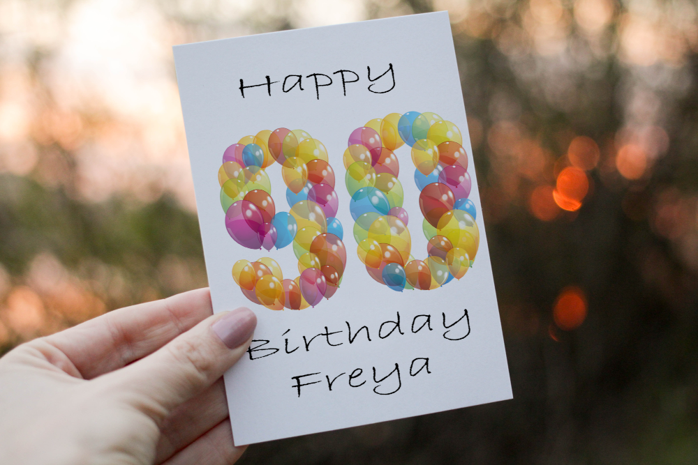 90th Birthday Balloon Card, Card for 90th Birthday - Click Image to Close